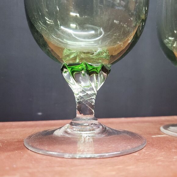 VTG Sasaki Coronation Light Green Tea Glasses Goblets 6 3/8" - Picture 2 of 8